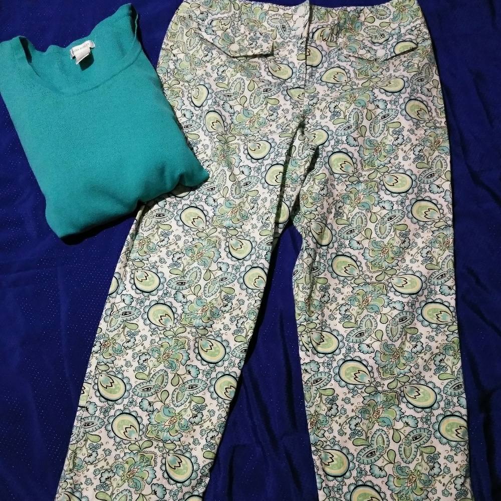 Ann Taylor Loft capris mint green blue sz 6 EUC